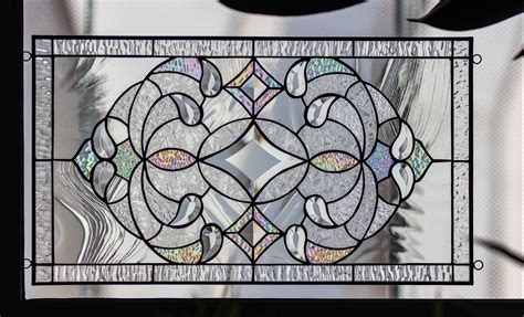 Tiffany Style Stained Glass Window Panel Rv Clear Beveled Etsy