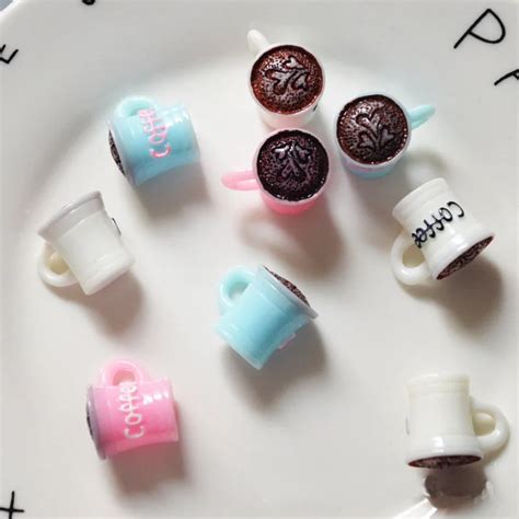 10PCS Slime Charms Mini Coffee Cup Resin Plasticine Slime Accessories ...