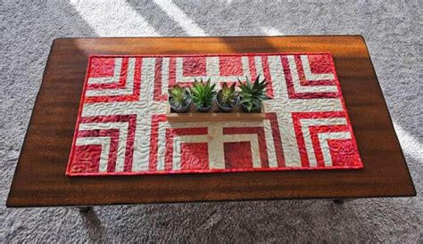 Quarter Square Log Cabin Table Runner Freemotion By The River