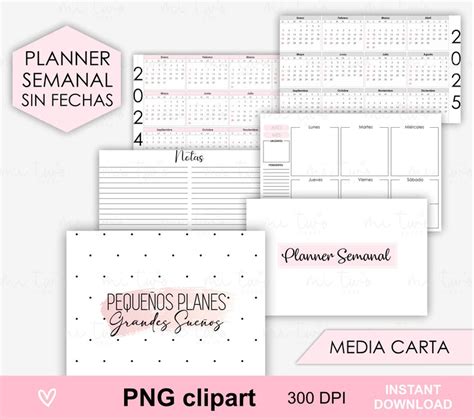 Planner Semanal Sin Fechas Para Imprimir Planificador Etsy Espa A