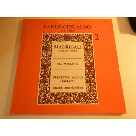 Madrigali A Cinque Voci Second Livre Carlo Gesualdo Da Venosa Lp