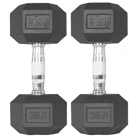 Titan Fitness Pair Of Lb Black Rubber Coated Hex Dumbbells Weight