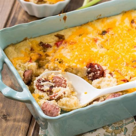 Cheesy Grits Casserole With Smoked Sausage