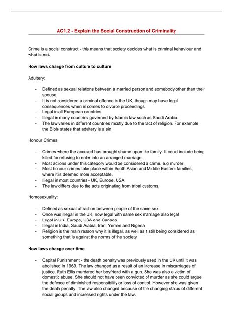 Summary Wjec Criminology Unit Ac Notes Criminological