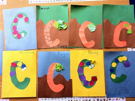 Letter C Collages Caterpillars And Carrots Alphabet Crafts Letter