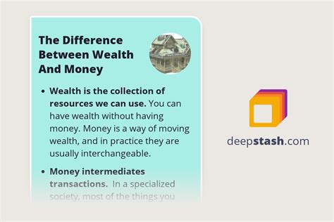 The Difference Between Wealth And Money Deepstash