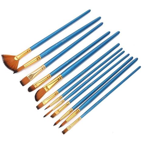 Pinceaux De Peinture L Huile Brosse En Nylon Lot De Bleu