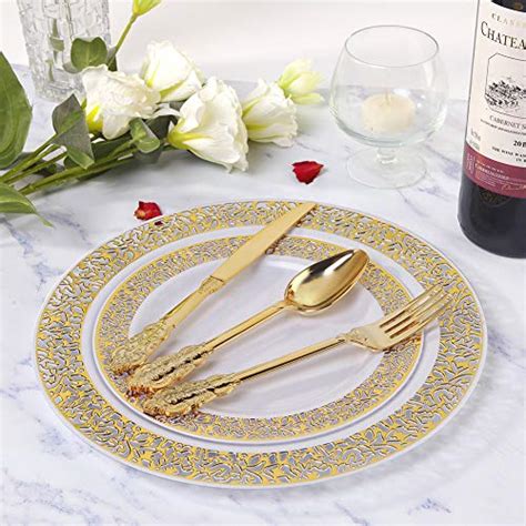 Wdf Pieces Gold Plastic Silverware Disposable Heavy Duty Plastic