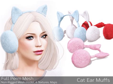 Second Life Marketplace Full Perm Mesh ~ Cat Ear Muffs ~ Tealswanmesh