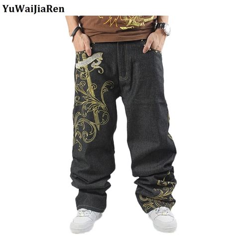 Yuwaijiaren Mens Baggy Jeans Men Wide Leg Denim Pants Hip Hop New