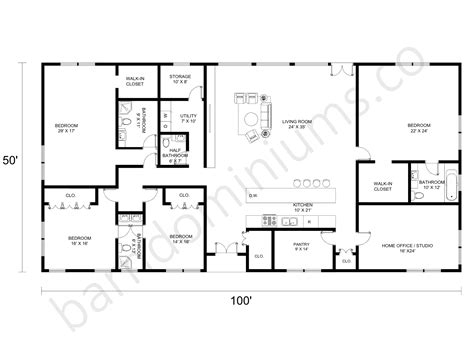 8 Incredible 50x100 Barndominium Floor Plans