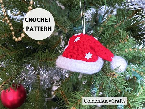 Crochet Pattern Mini Santa Hat Christmas Ornament Etsy