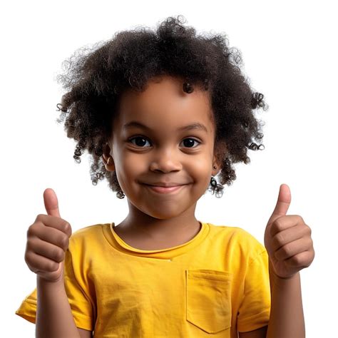 African American Child With Afro Hair Doing Thumbs Up Premium Ai