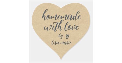 Homemade With Love Personalized Kraft Paper Heart Sticker Zazzle