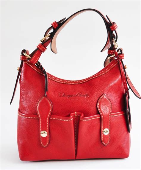 Dooney And Bourke Red Lucy Florentine Vacchetta Leather Hobo Bag Purse