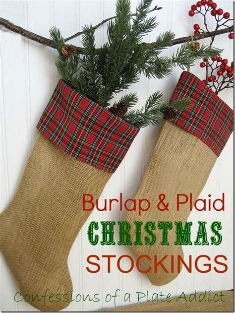 Burlap And Plaid Christmas Stockings Great For Rustic Decor I D Fill