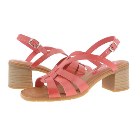 Sandalias Tac N Medio Tiras Piel Lisa Roja Paula Alonso Tienda Online