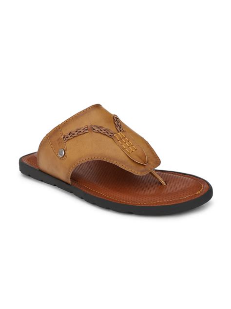 Buy El Paso Men S Tan Man Made Leather Floaters Stylish Thong Slippers Online ₹699 From Shopclues