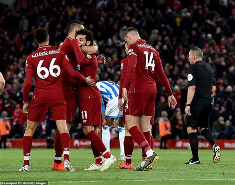 Liverpool 5 0 Huddersfield Mo Salah And Sadio Mane Hit Doubles Daily Mail Online