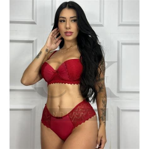 Conjunto Sutiã Bojo e Calcinha Lingerie em Microfibra E Detalhe em
