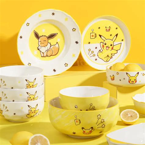 Ensemble de bol et de cuillère en céramique Pokemon Pikachu mignon