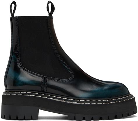 Proenza Schouler Black Lug Sole Platform Combat Boots In Black