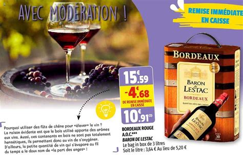 Promo Bordeaux Rouge A o c Baron De Lestac chez Coccinelle Supermarché