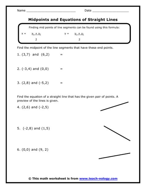 Midpoints And Equations Of Straight Lines