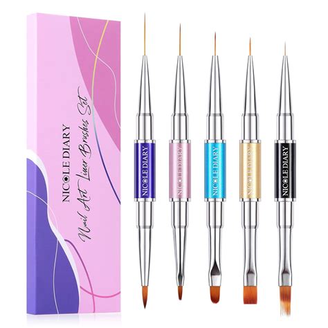 Amazon Nail Art Liner Brushes Set 5Pcs Nail Gel Polish Painting