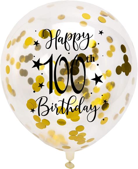 Buy Gold 100th Confetti Latex Balloons Woman Or Man Happy 100 Years