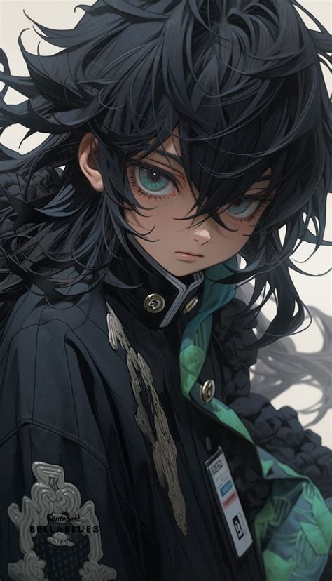 An Anime Character With Black Hair And Blue Eyes