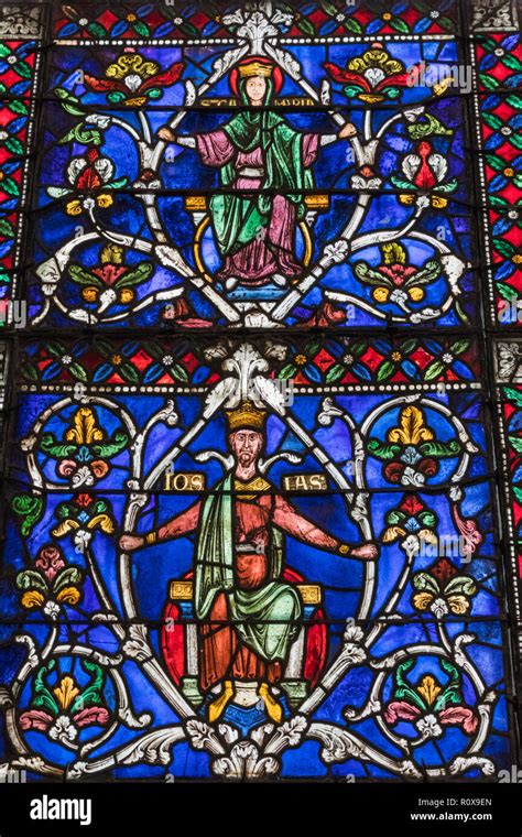 England, Kent, Canterbury, Canterbury Cathedral, Stained Glass Window ...
