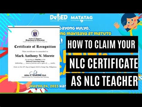 HOW TO CLAIM YOUR NLC CERTIFICATE AS VOLUNTEER TEACHER FROM DEPED NLC