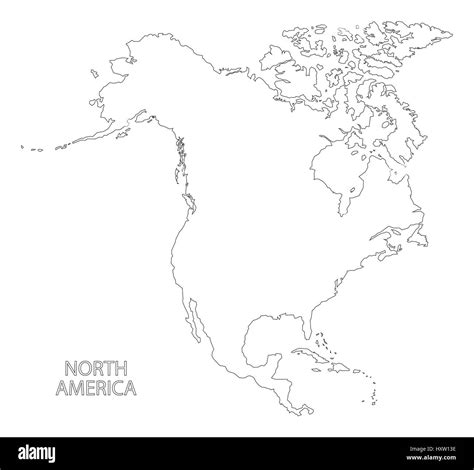 North America Outline Silhouette Map Illustration Stock Vector Image