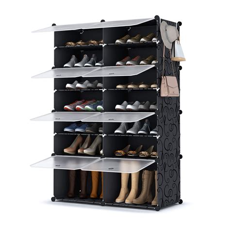 Homidec Shoe Rack X Tier Shoe Storage Cabinet Pair Plastic Shoe