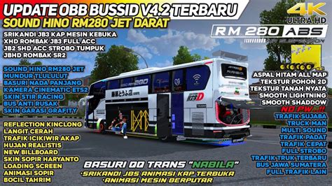 OBB BUSSID V4 2 TERBARU HINO RM280 JET DARAT GRAFIK HD 4K REALISTIS