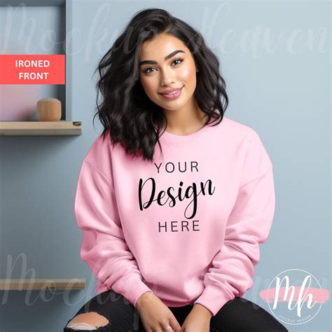 Gildan 18000 Mockup Gildan Light Pink Sweatshirt Mockup Sweatshirt