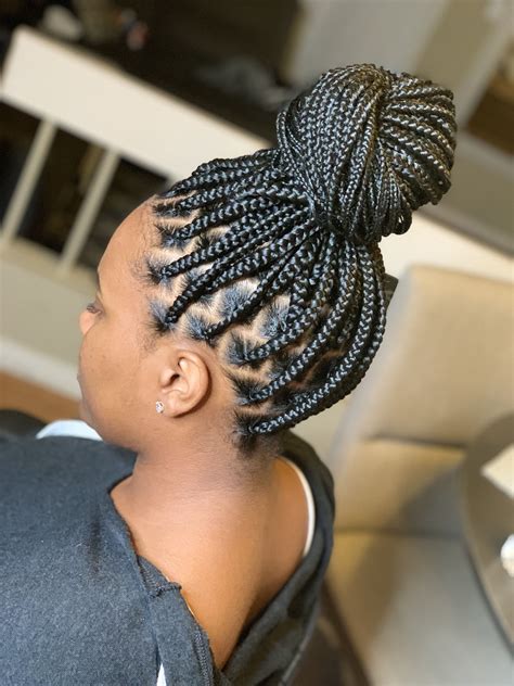 Medium Box Braids Bun