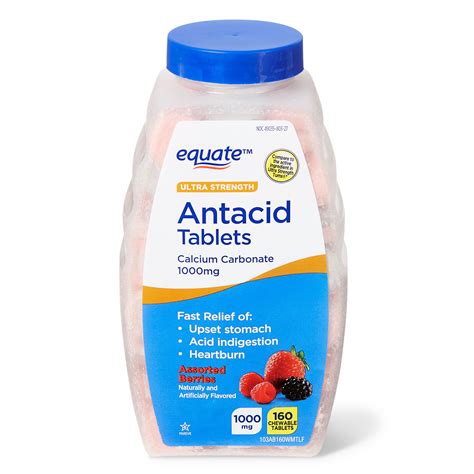 Equate Ultra Strength Antacid Tablets 1000 Mg Assorted Berries 160