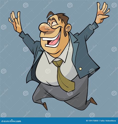 Cartoon Man In Suit With Tie Jumping For Joy Stock Vector