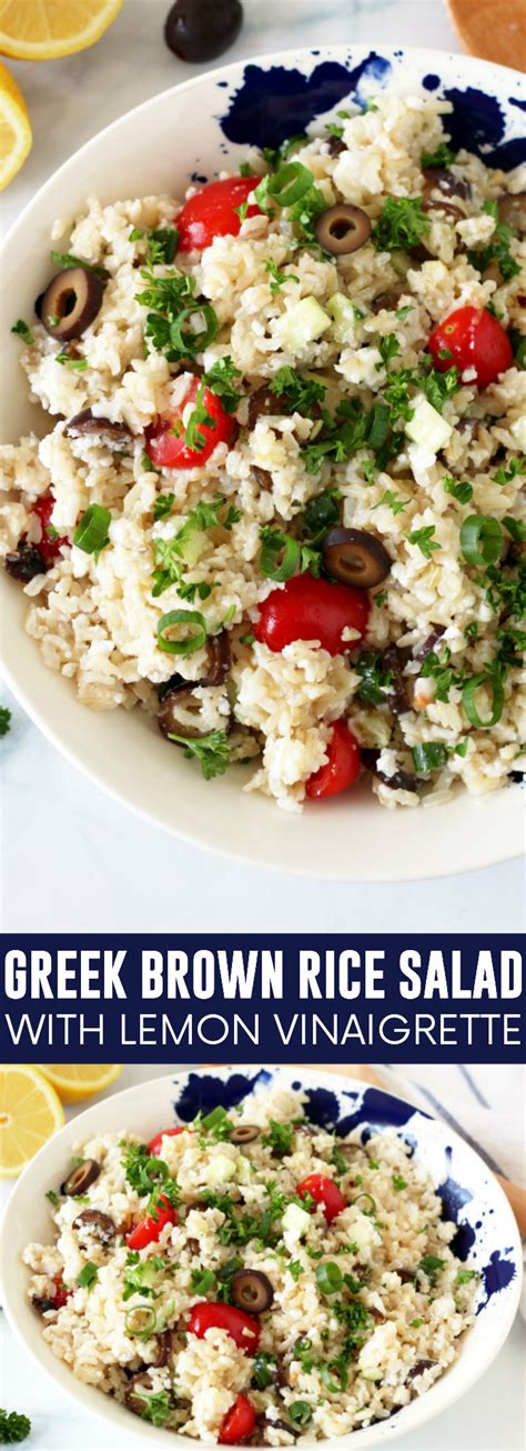 Greek Brown Rice Salad With Lemon Vinaigrette Holoka Home