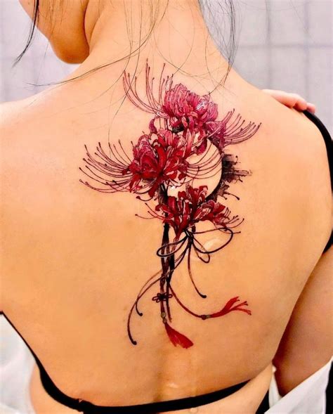 Red Spider Lily Back Tattoo Lily Tattoo Body Tattoo Design Creative