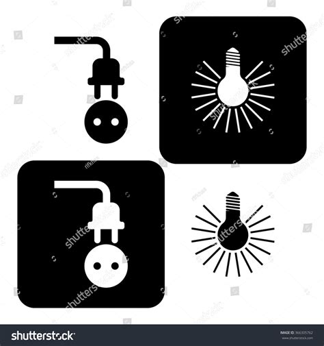 Electricity Black White Images Symbols Different Stock Vector (Royalty ...