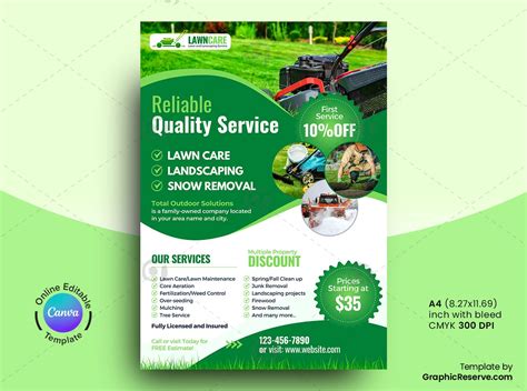 Lawn Care Flyer Design Canva Template - Graphic Reserve