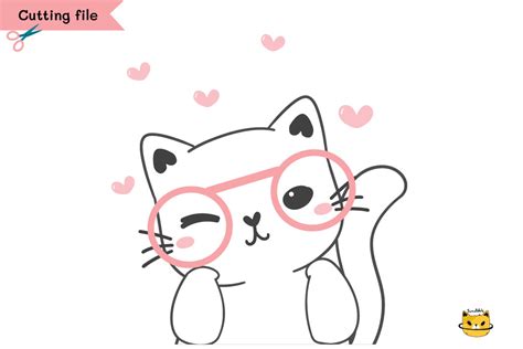 Cute Cat Svg Cut File Nerd Cat Wearing Graphic By Janatshie · Creative