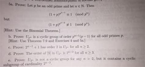 Solved Prove Let P Be An Odd Prime And Let N Belongs To N Chegg