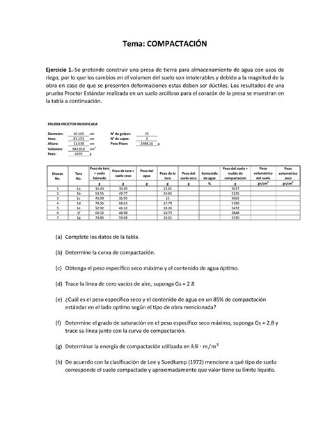 Serie De Ejercicios MST Tema COMPACTACIN Ejercicio 1 Se Pretende