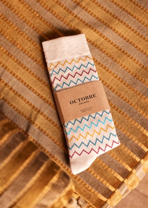 Chevron Socks Ecru Multico Cotton Octobre Éditions