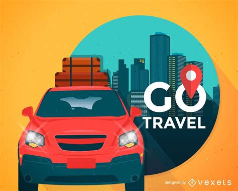 Descarga Vector De Ilustración De Viaje Con Coche