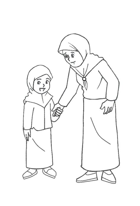 detail mewarnai gambar anak muslim koleksi nomer